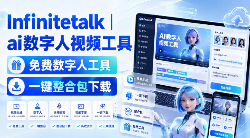 Infinitetalk丨ai数字人视频工具，免费数字人工具，一键整合包下载-梦清研习社