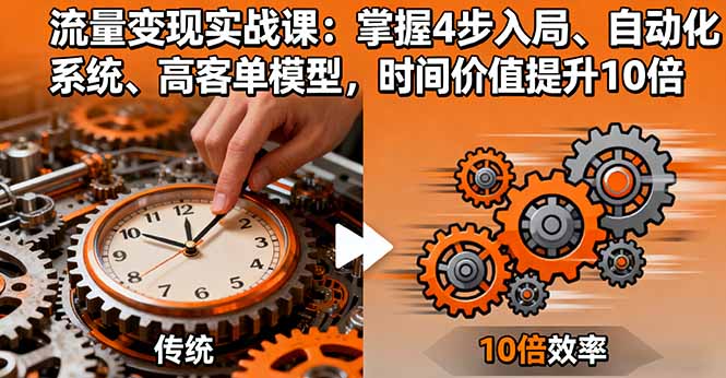 流量变现实战课：掌握4步入局、自动化系统、高客单模型，时间价值提升10倍-梦清研习社
