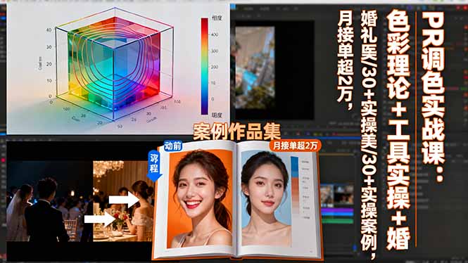 PR调色实战课:色彩理论+工具实操+婚礼医美/30+实操案例,月接单超2万-梦清研习社