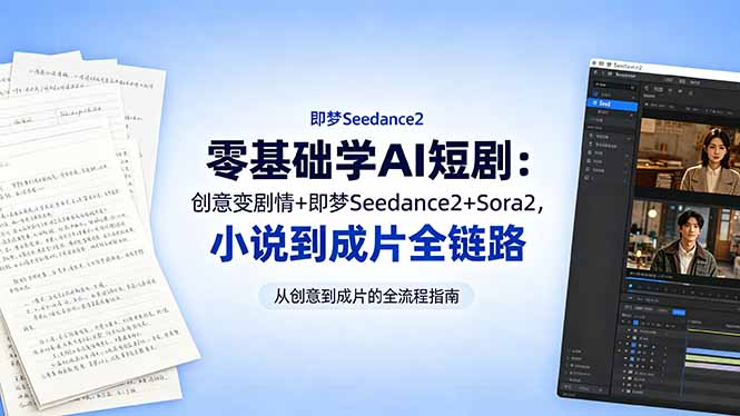 零基础学AI短剧：创意变剧情+即梦Seedance2+Sora2，小说到成片全链路-梦清研习社