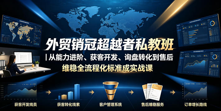 外贸销冠超越者私教班｜从能力进阶、获客开发、询盘转化到售后维稳全流程标准化成交实战课-梦清研习社