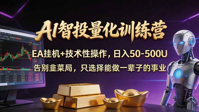 AI智投量化，EA全自动挂机+技术性操作，日入50-500U-梦清研习社