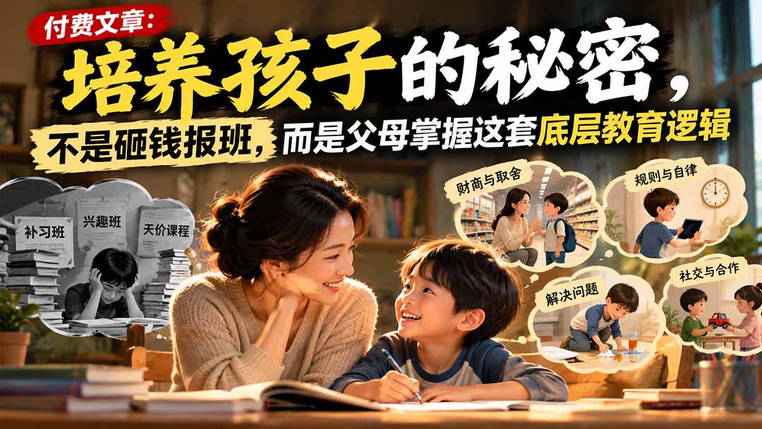 付费文章：培养孩子的秘密，不是砸钱报班，而是父母掌握这套底层教育逻辑-梦清研习社