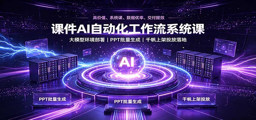 课件AI自动化工作流系统课：大模型环境部署，PPT批量生成，千帆上架投放落地-梦清研习社