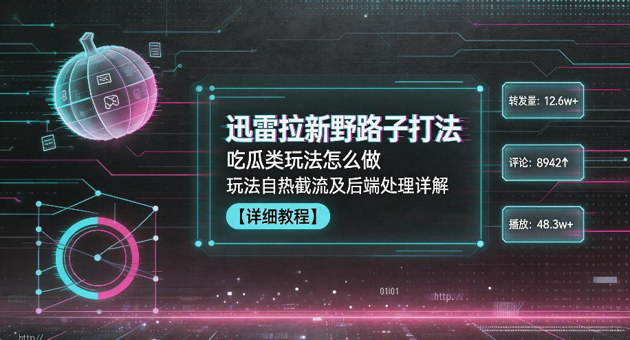 迅雷拉新野路子打法，吃瓜类玩法怎么做，玩法自热截流及后端处理详解-梦清研习社
