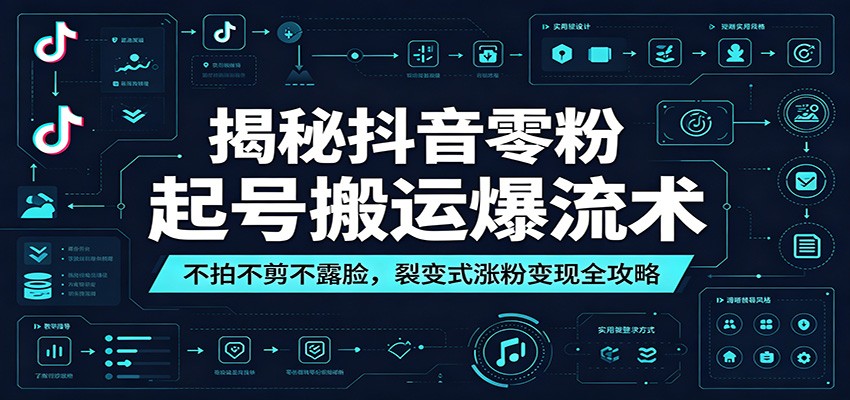 揭秘抖音零粉起号搬运爆流术：不拍不剪不露脸，裂变式涨粉变现全攻略-梦清研习社