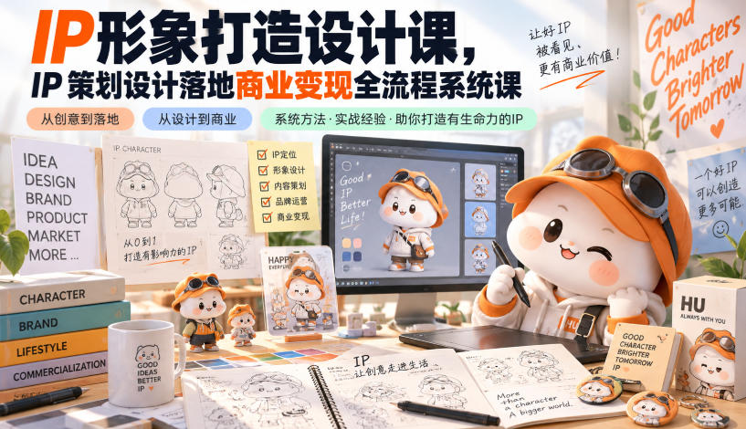 IP形象打造设计课，IP策划设计落地商业变现全流程系统课-梦清研习社