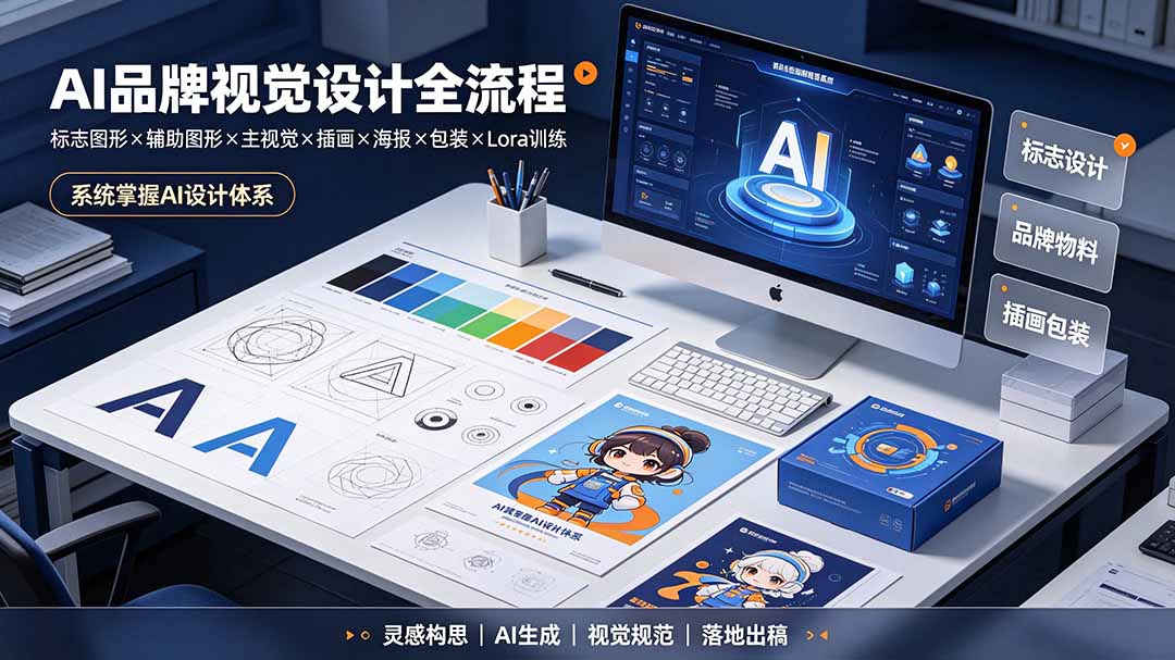 AI品牌视觉设计全流程：标志图形×辅助图形×主视觉×插画×海报×包装×Lora训练，系统掌握AI设计体系-梦清研习社