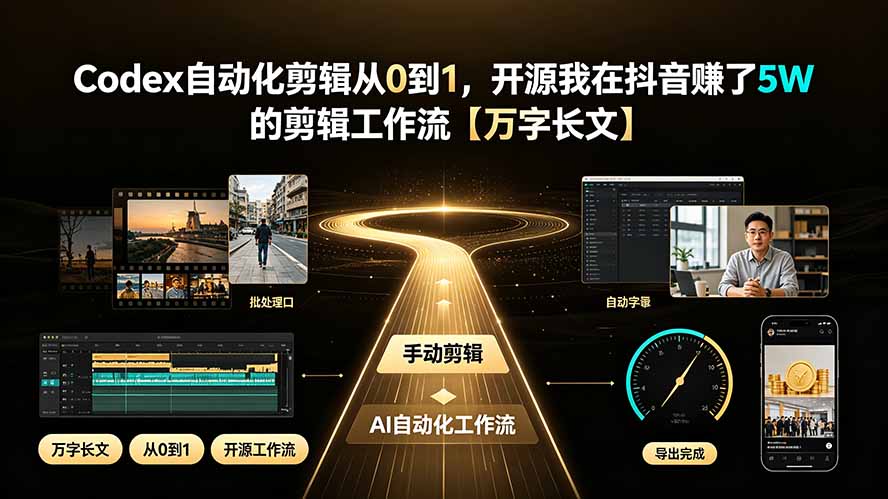 Codex自动化剪辑从0到1，开源我在抖音赚了5W 的剪辑工作流【万字长文】-梦清研习社