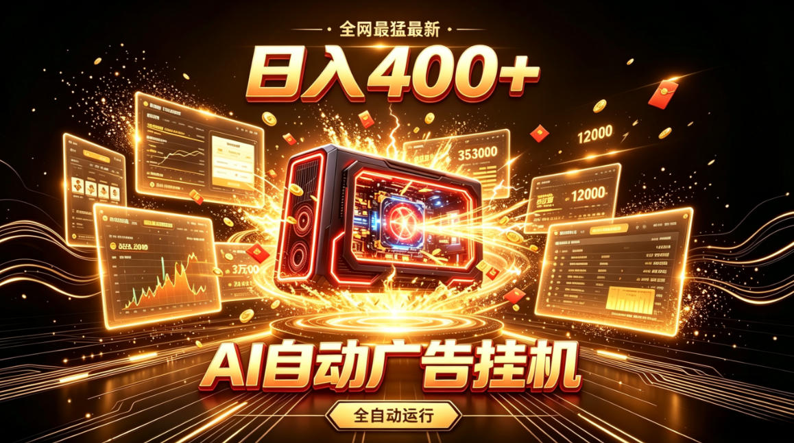 全网最猛最新的AI自动广告挂G，狠收益日入400+，真正做到躺賺式变现【揭秘】-梦清研习社