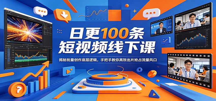 日更100条短视频线下课：揭秘批量创作底层逻辑，手把手教你高效出片抢占流量风口-梦清研习社