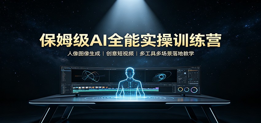 保姆级AI全能实操训练营：人像图像生成，创意短视频，多工具多场景落地教学-梦清研习社