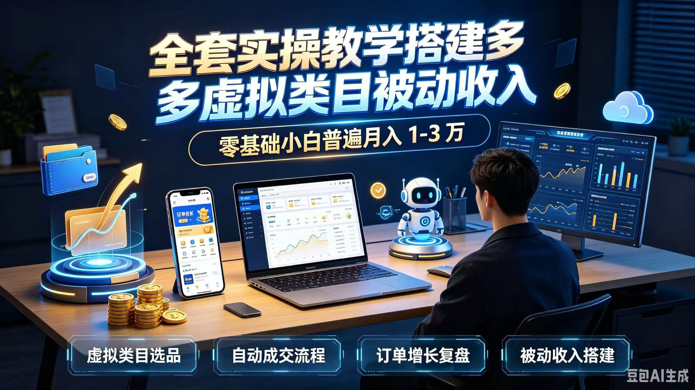 全套实操教学搭建多多虚拟类目被动收入，零基础小白普遍月入 1-3 万-梦清研习社