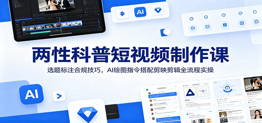 两性科普短视频制作课：选题标注合规技巧，AI绘图指令搭配剪映剪辑全流程实操-梦清研习社