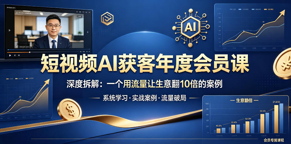 短视频AI获客年度会员课，深度拆解，一个用流量让生意翻10倍的案例-梦清研习社