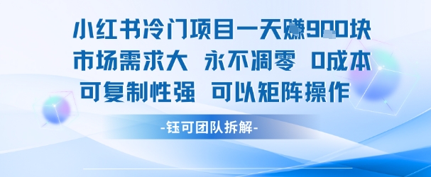 小红书冷门项目一天收益9张,市场需求大,0成本,可复制性强可以矩阵操作-梦清研习社