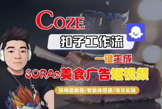 Coze扣子智能体工作流一键生成“SORA2美食广告“短视频，全流程保姆级教学-梦清研习社