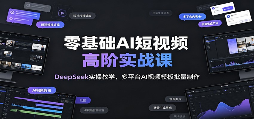 零基础AI短视频高阶实战课：DeepSeek实操教学，多平台AI视频模板批量制作-梦清研习社