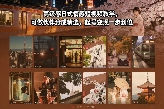 高级感日式情感短视频教学，可做伙伴分成精选，起号变现一步到位-梦清研习社