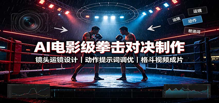 AI电影级拳击对决制作：镜头运镜设计，动作提示词调优，格斗视频成片-梦清研习社
