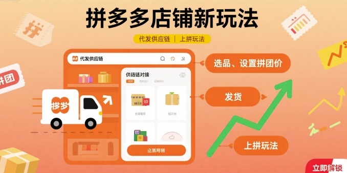 拼多多店铺新玩法，代发供应链上拼玩法-梦清研习社