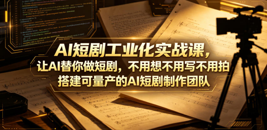 AI短剧工业化实战课，让AI替你做短剧，不用想不用写不用拍，搭建可量产的AI短剧制作团队-梦清研习社
