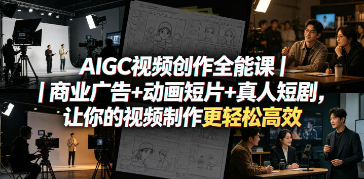 AIGC视频创作全能课｜商业广告+动画短片+真人短剧，让你的视频制作更轻松高效-梦清研习社
