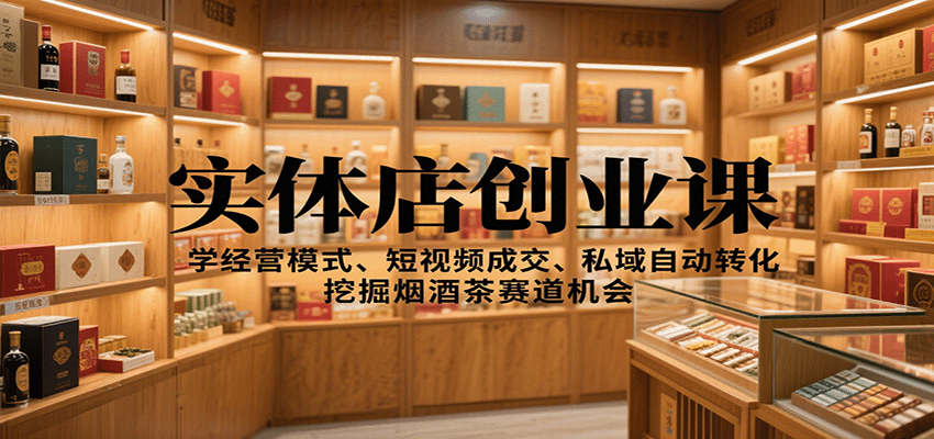 实体店创业课：学经营模式、短视频成交、私域自动转化，挖掘烟酒茶赛道机会-梦清研习社