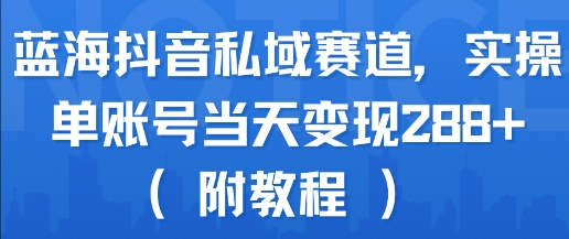 蓝海抖音私域赛道，实操单账号当天变现288+(附教程)-梦清研习社