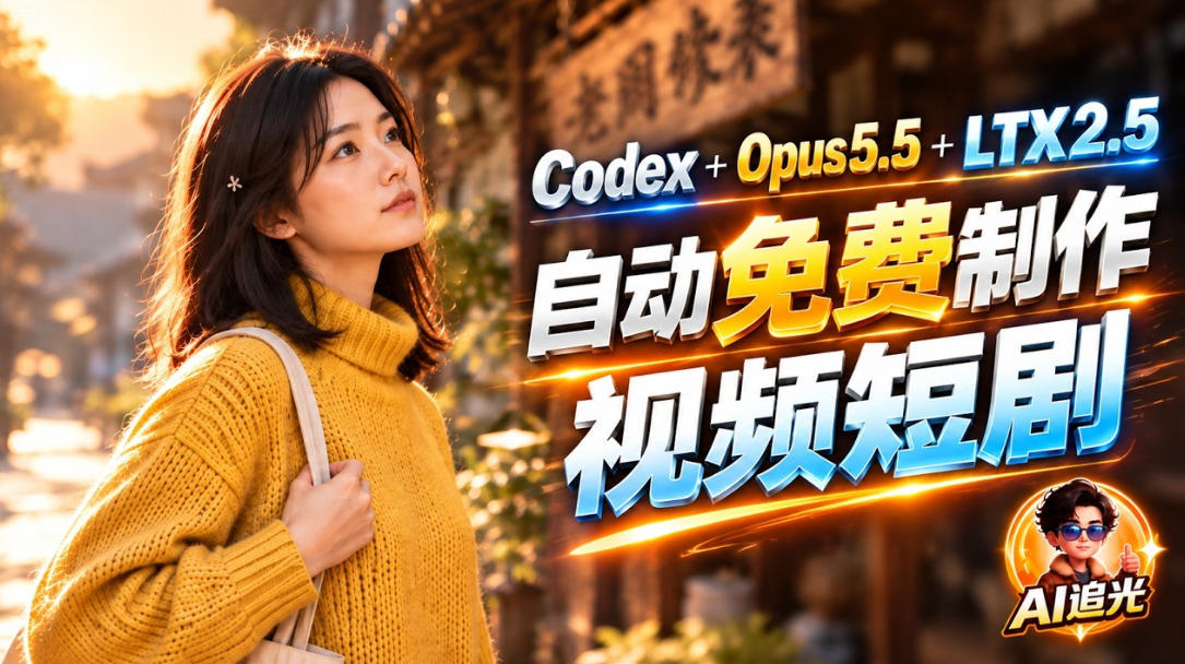 【无水印】Codex出图+免费LTX-2.5生成视频,Claude Opus 5.5全自动剪出1分钟情感短剧《停了的表》-梦清研习社