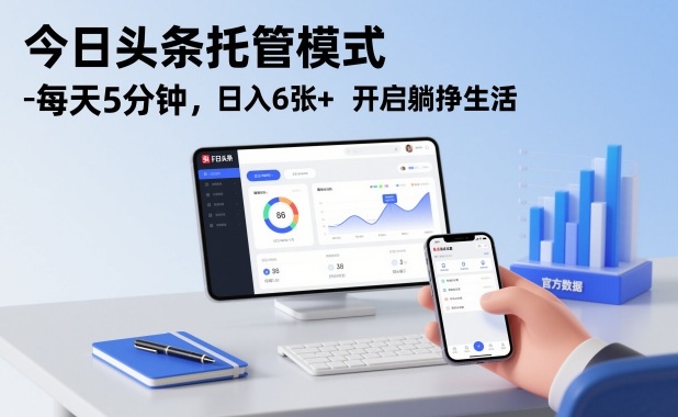 今日头条托管模式，每天5分钟，日入6张+，开启躺挣生活【揭秘】-梦清研习社