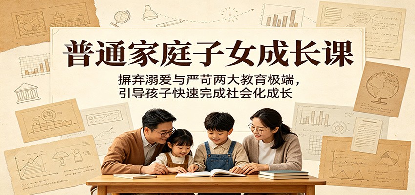 普通家庭子女成长课：摒弃溺爱与严苛两大教育极端，引导孩子快速完成社会化成长-梦清研习社