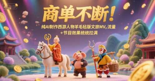 商单不断!纯AI制作西游人物羊毛毡版文旅MV,流量+节目效果统统拉满-梦清研习社