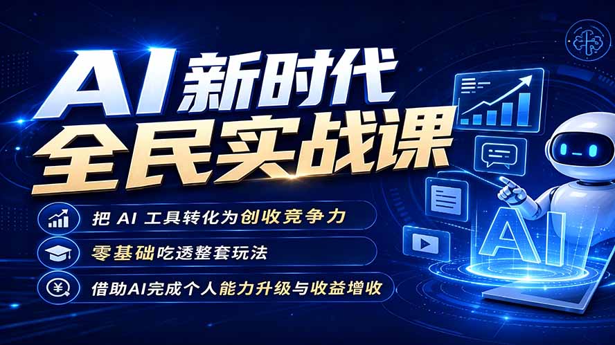 AI新时代全民实战课,把 AI 工具转化为创收竞争力,零基础吃透整套玩法,借助AI完成个人能力升级与收益增收。-梦清研习社
