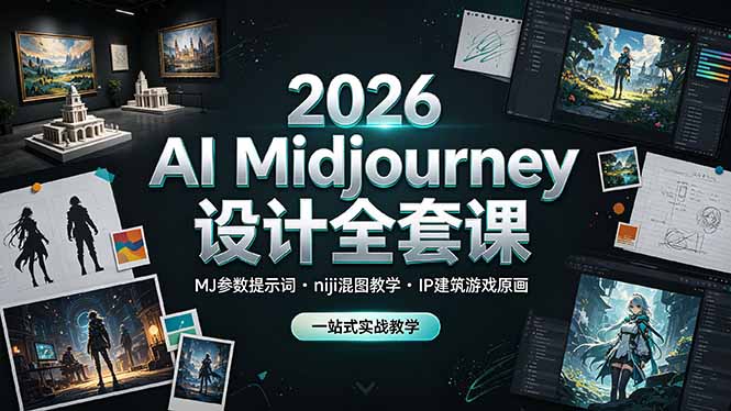 2026 AI Midjourney设计全套课，MJ参数提示词niji混图教学，IP建筑游戏原画一站式实战教学-梦清研习社