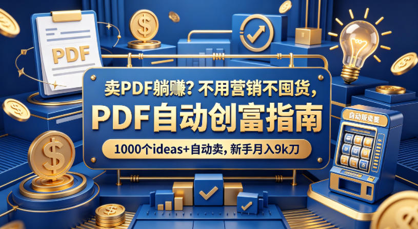 卖PDF躺賺？不用营销不囤货，PDF自动创富指南，1000个ideas+自动卖，新手月入9k刀【原创双语字幕】-梦清研习社
