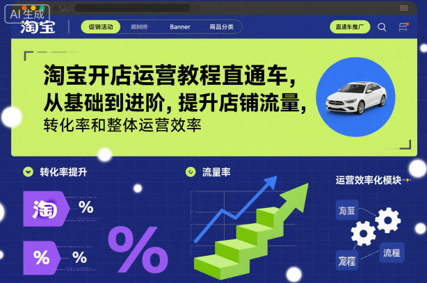 淘宝开店运营教程直通车,从基础到进阶,提升店铺流量,转化率和整体运营效率(更新26年1月)-梦清研习社