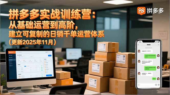 拼多多实战训练营：从基础运营到高阶，建立可复制的日销千单运营体系(更新11月-梦清研习社