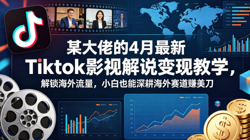 某大佬的4月最新Tiktok影视解说变现教学，解锁海外流量，小白也能深耕海外赛道賺美刀-梦清研习社