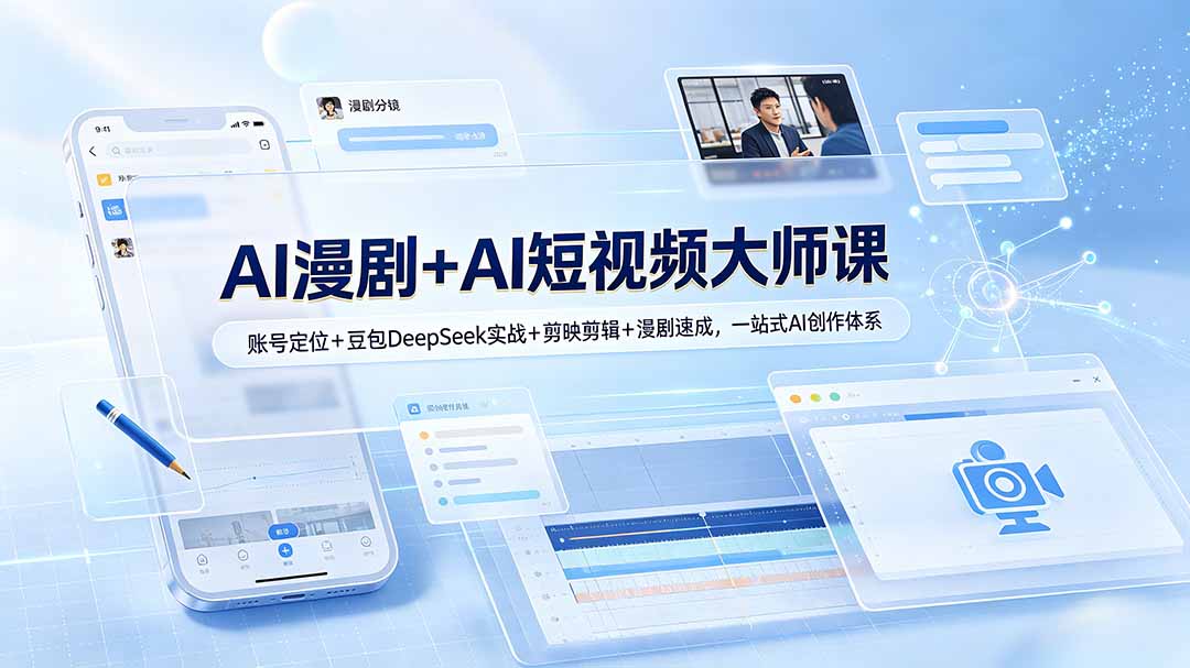 AI漫剧+AI短视频大师课：账号定位+豆包DeepSeek实战+剪映剪辑+漫剧速成，一站式AI创作体系-梦清研习社
