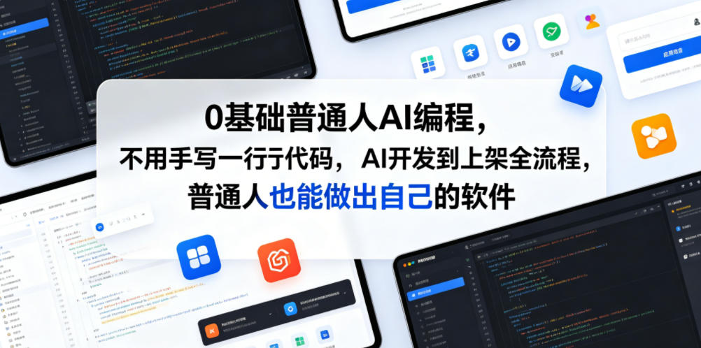 0基础普通人AI编程，不用手写一行代码，AI开发到上架全流程，普通人也能做出自己的软件-梦清研习社