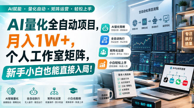AI量化全自动项目，月入1W+，个人工作室矩阵，新手小白也能直接入局！【揭秘】-梦清研习社