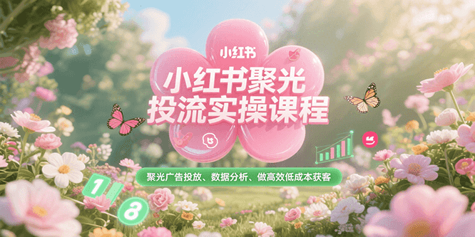 小红书聚光投流实操课程，聚光广告投放、数据分析、做高效低成本获客-梦清研习社