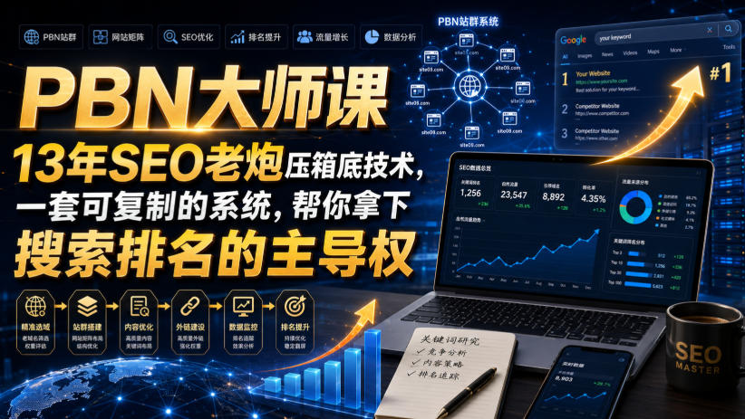 PBN大师课13年SEO老炮压箱底技术，一套可复制的系统，帮你拿下搜索排名的主导权【原创双语字幕】-梦清研习社