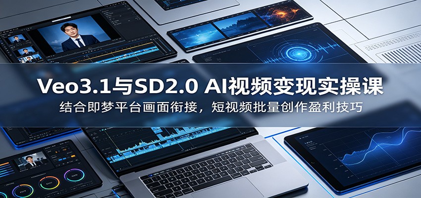 Veo3.1与SD2.0 AI视频变现实操课课：结合即梦平台画面衔接，短视频批量创作盈利技巧-梦清研习社