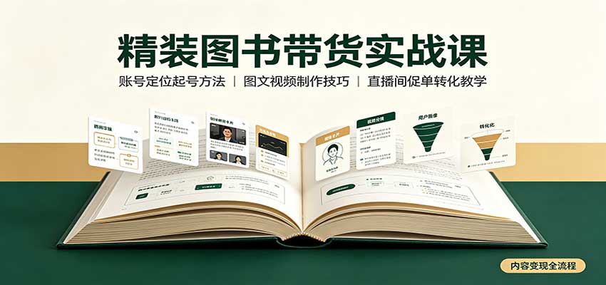 精装图书带货实战课：账号定位起号方法，图文视频制作，促单转化教学-梦清研习社