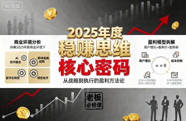 2025年度稳賺思维老板创业营，拆解2025年新商业环境下，企业实现持续盈利的核心密码-梦清研习社