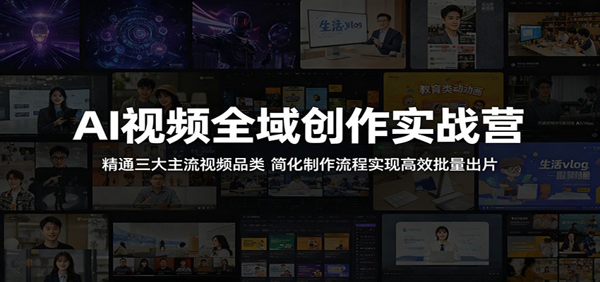AI视频全域创作实战营：精通三大主流视频品类，简化制作流程实现高效批量出片-梦清研习社