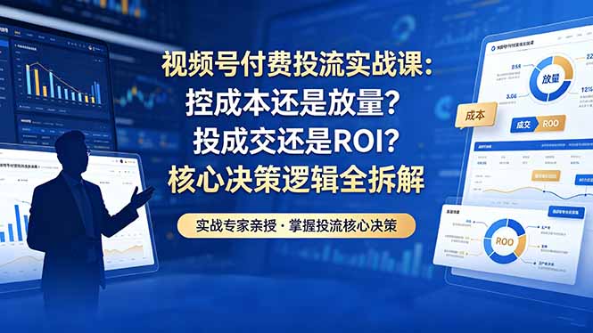 视频号付费投流实战课-5月：控成本还是放量？投成交还是ROI？核心决策逻辑全拆解-梦清研习社