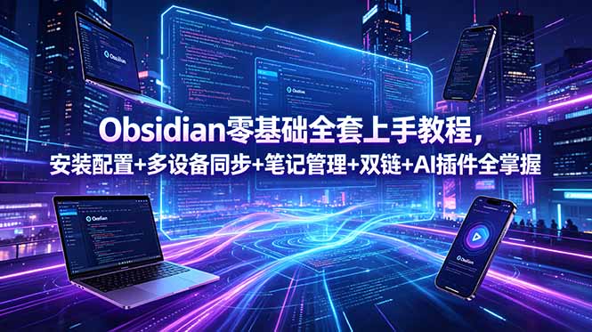 Obsidian零基础全套上手教程，安装配置+多设备同步+笔记管理+双链+AI插件全掌握-梦清研习社